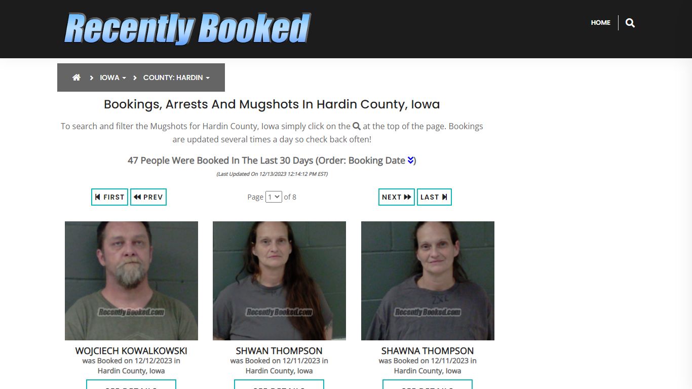 Recent bookings, Arrests, Mugshots in Hardin County, Iowa - Recently Booked